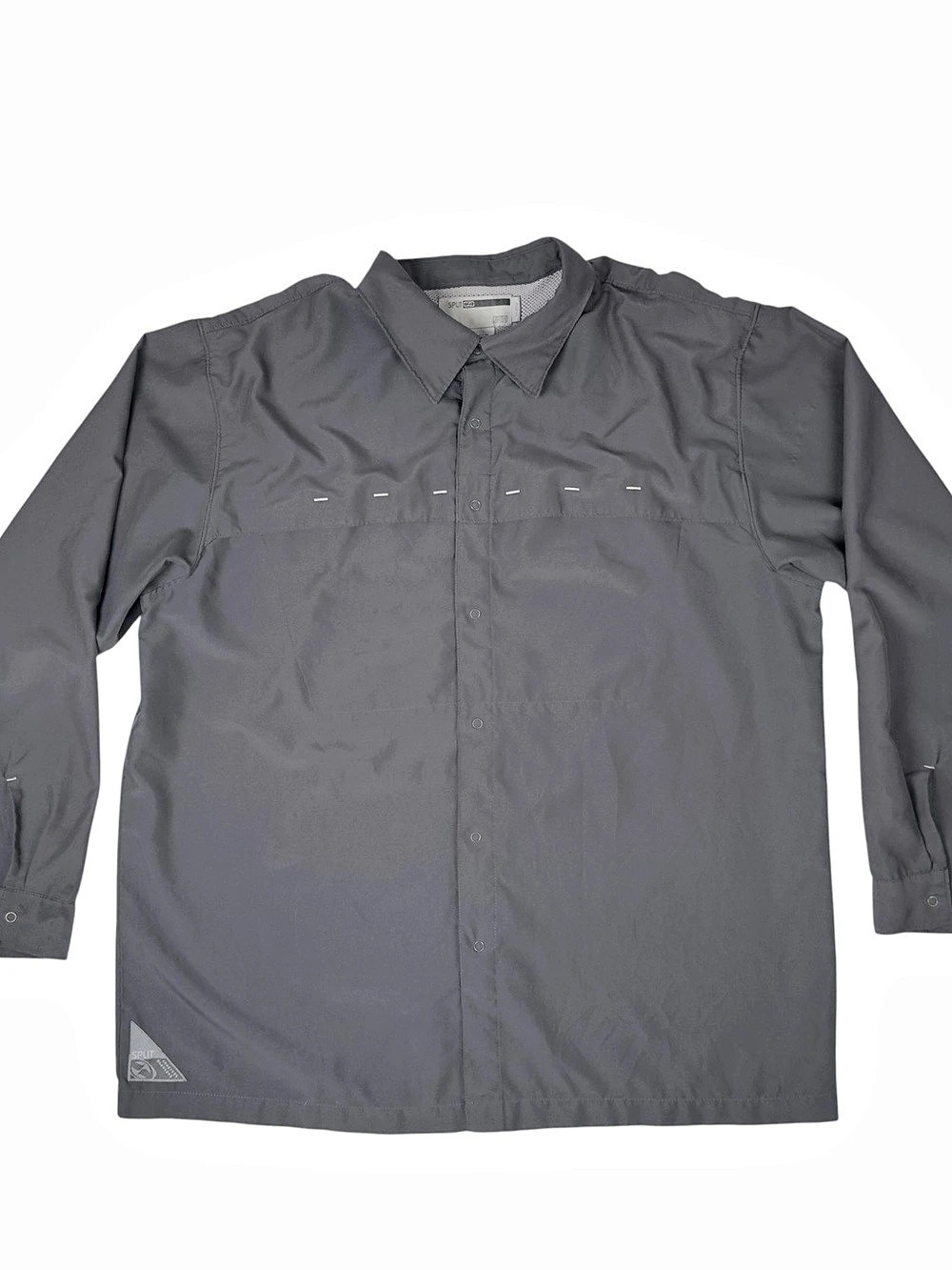 Vintage Split Clothing Utility Long Sleeve Vented Gray Button Down Shirt Size XL
